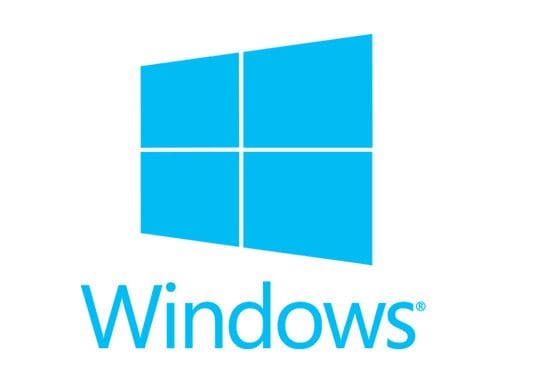 Blue, stylized Microsoft Windows Name and Corporate Logo 