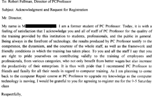 PC Professor student testimonial